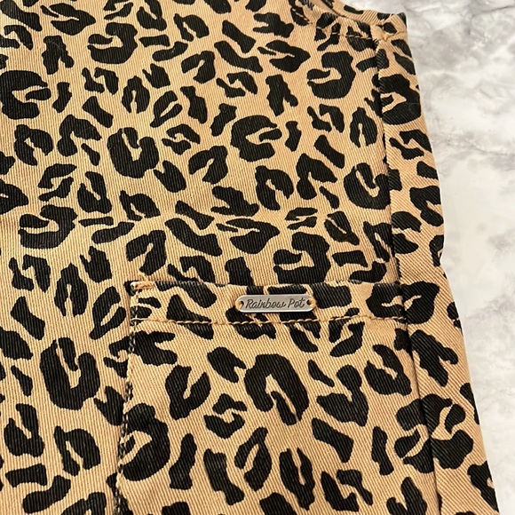 RAINBOW POT Leopard Print Bib Dress Denim Girls Size 5 - Picture 5 of 10